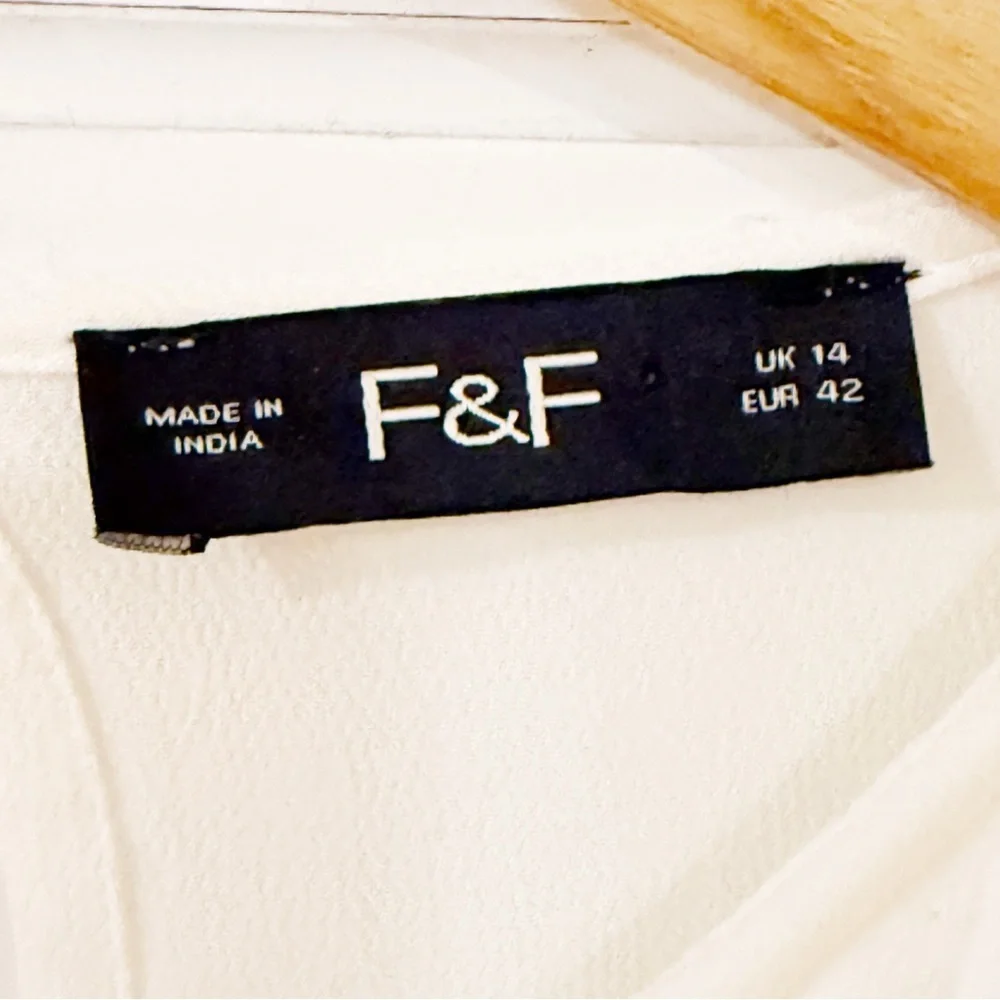 F&F WHITE RUFFLE Blouse Size 10 - Picture 2 of 10